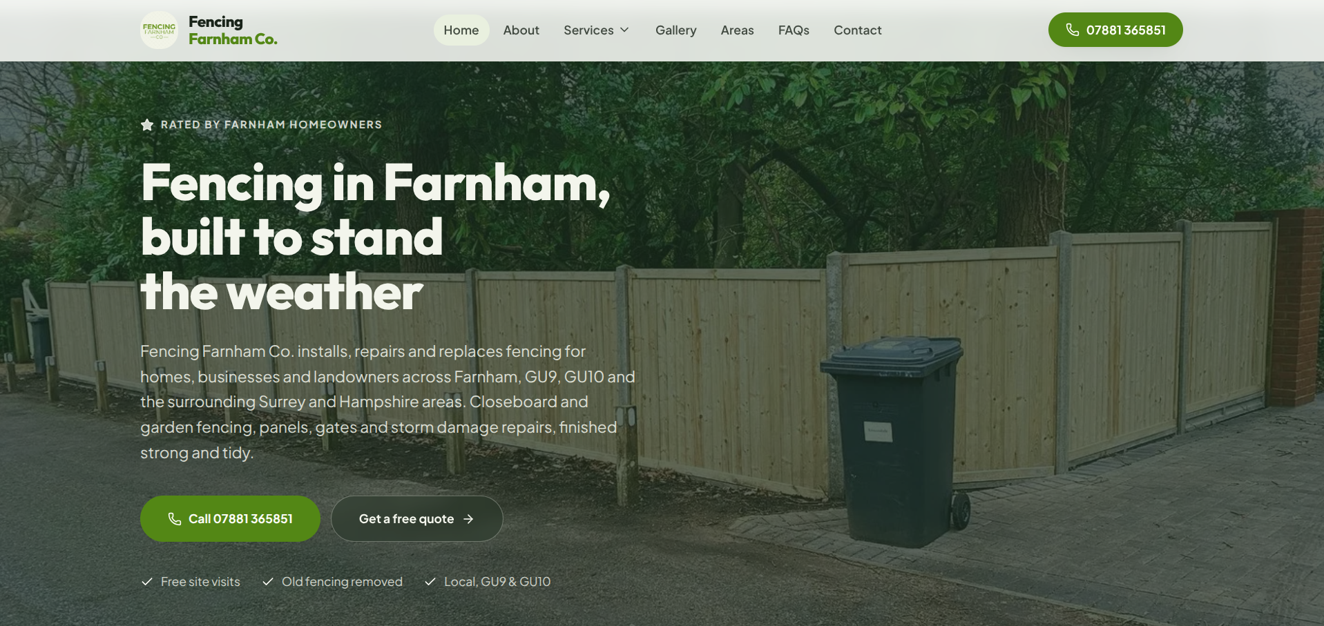 After: rebuilt Fencing Farnham Co. website